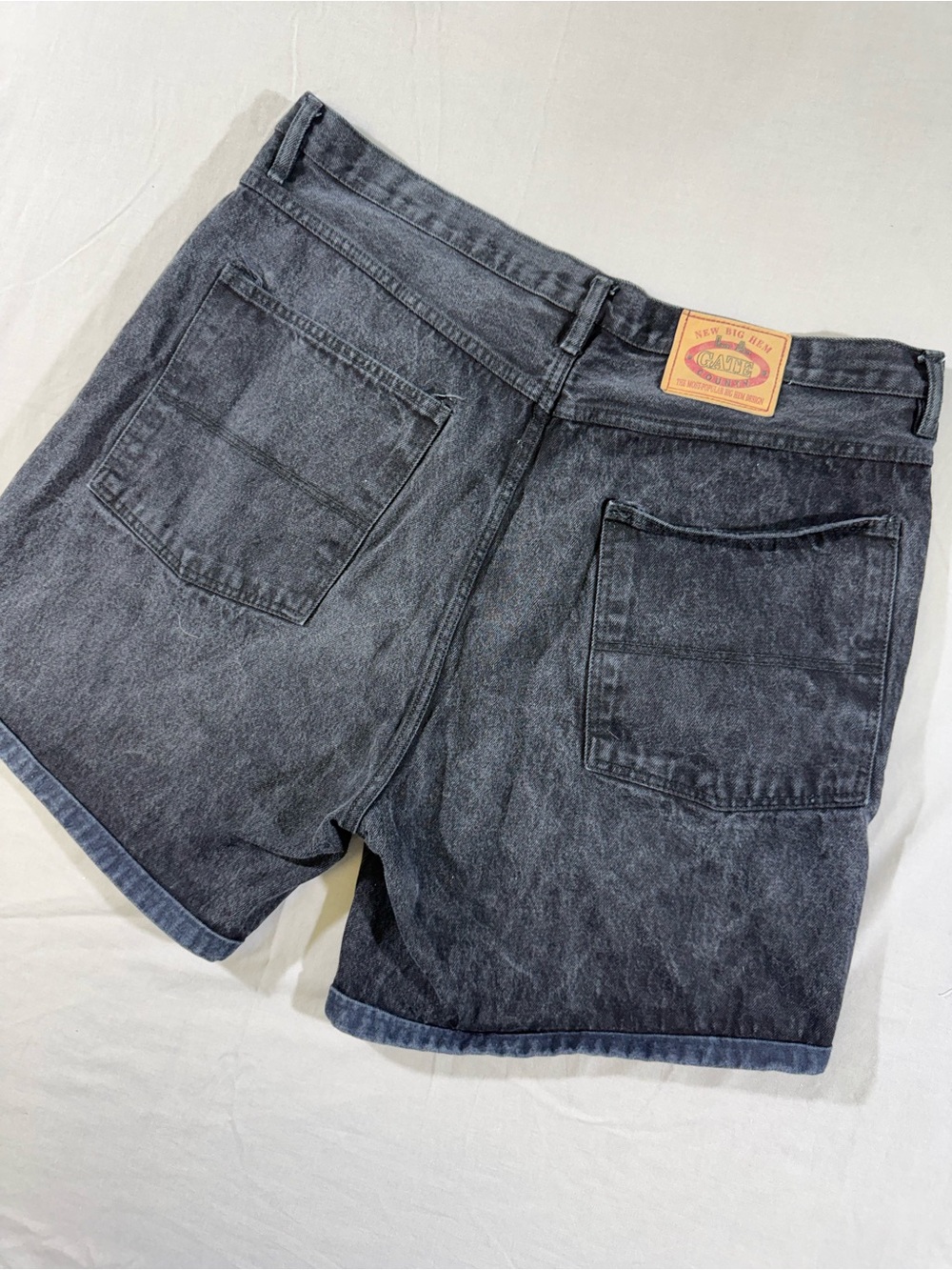 Vintage Big Hem L.A. Gate County Baggy Black Denim Shorts